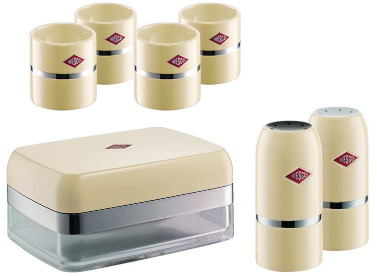 Wesco Set Butter Dish, Egg Cup (4pcs), Salt & Pepper Almond Euro Baltronics online shop for