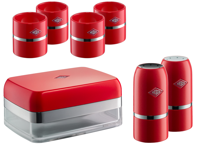 Wesco Set Butter Dish, Egg Cup (4pcs), Salt & Pepper Red Euro Baltronics online shop for