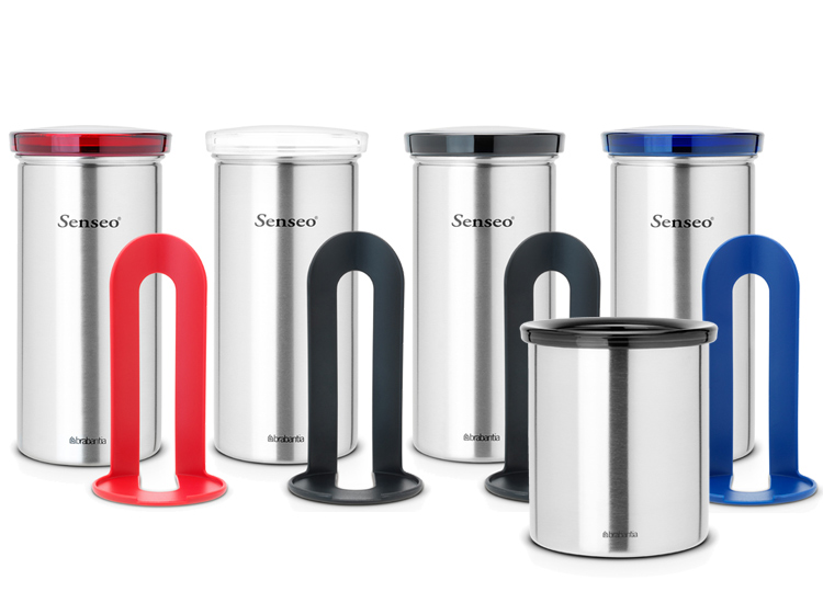 Brabantia Coffee Pod Canister Set 4 colours + Waste Bin Euro